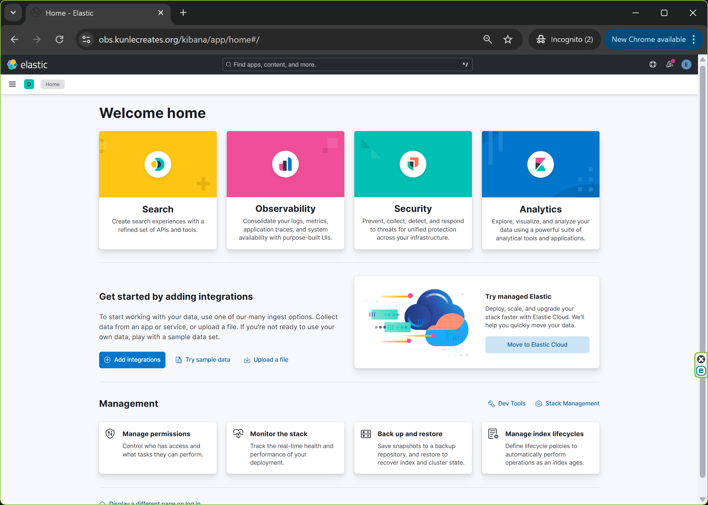 ECK Kibana UI Screenshot