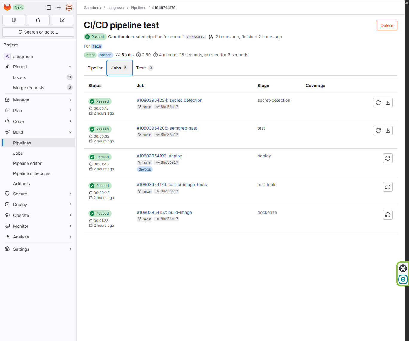 Gitlab CI pipeline
