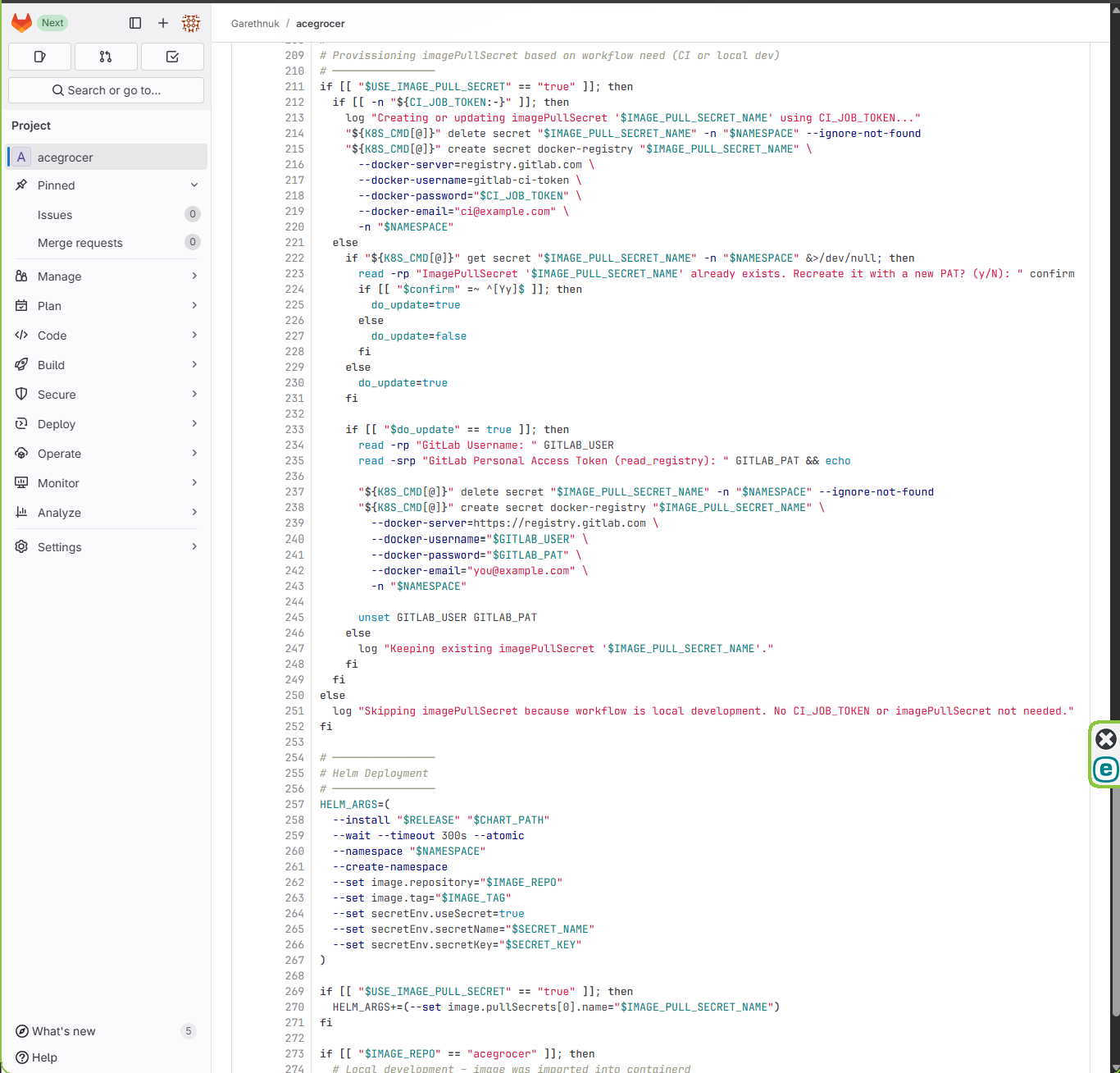 Gitlab CI script